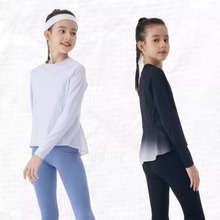 秋季新款女孩儿童瑜伽服运动上衣户外休闲防晒长袖T跑步舞蹈跨境