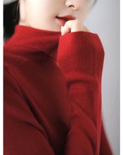 红色高领羊绒毛衣女秋冬新款针织衫堆堆领洋气上衣内搭打底衫