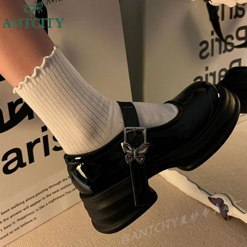French high-heeled Mary Jane shoes for women, retro style matching skirts, one-piece buckle, versatile bow detail, thick sole, chunky heels, small leather shoes