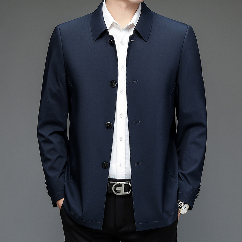 Primavera y otoño chaqueta de hombre con sola solapa de otoño hebilla media y larga chaqueta de hombre casual guapo chaqueta de hombre británico