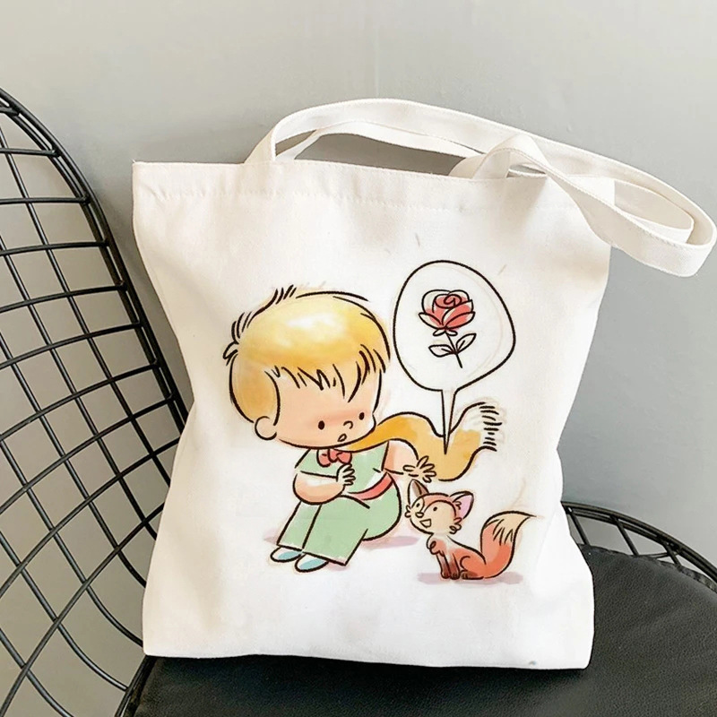 Prince Canvas Tote Bag 卡通小王子印花手提单肩帆布包托特包袋