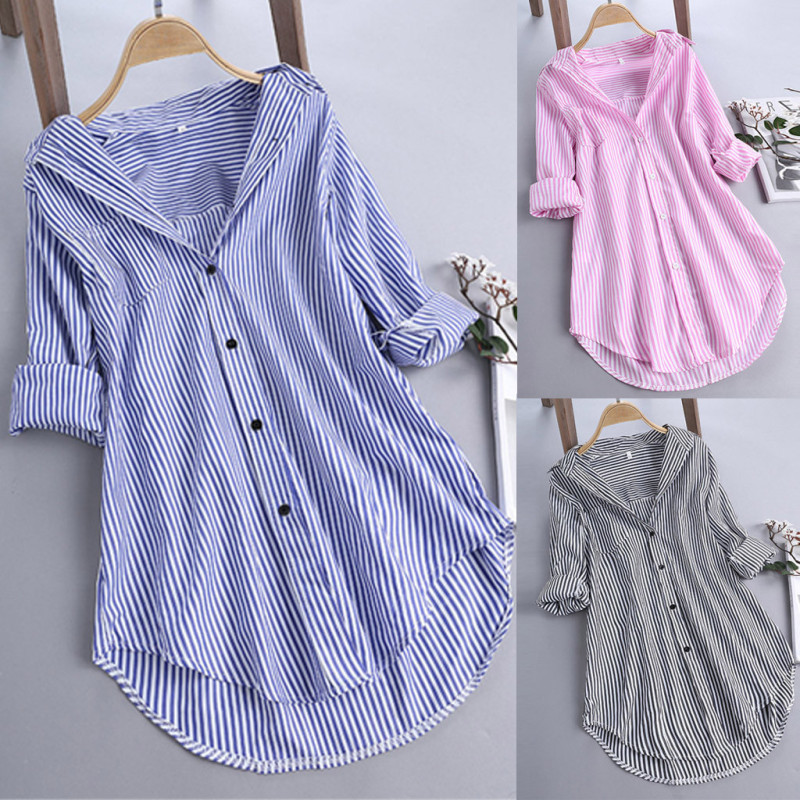 Europe and the United States cross-border Amazon AliExpress independent station 2022 spring and summer chic striped long sleeve lower collar loose shirt Women Europe and the United States cross-border Amazon AliExpress independent station 2022 spring and summer chic striped long sleeve lower collar loose shirt Women