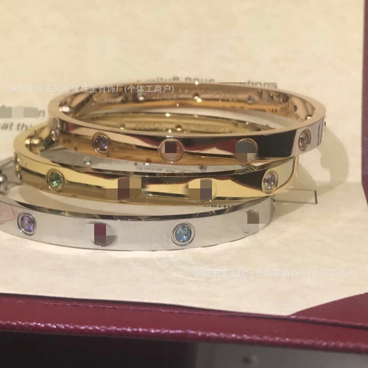 925 Silver Colored Gemstone Screwdriver Bracelet, Non-Fading, Love Ten-Diamond Bracelet, Celebrity Style, 18K Gold Plated Jewelry Wholesale