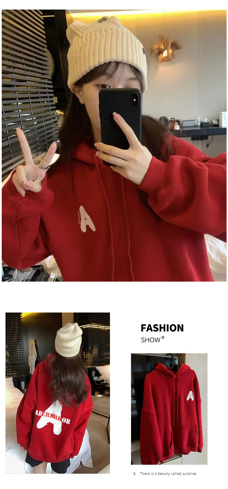 Women's Design M Foam Letters Hoodie - Image 3