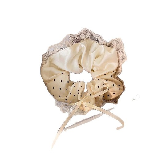 Large hair ring, extra-large bun headband, ballerina-style lace hair rope with floral accents, bohemian-inspired hair accessories