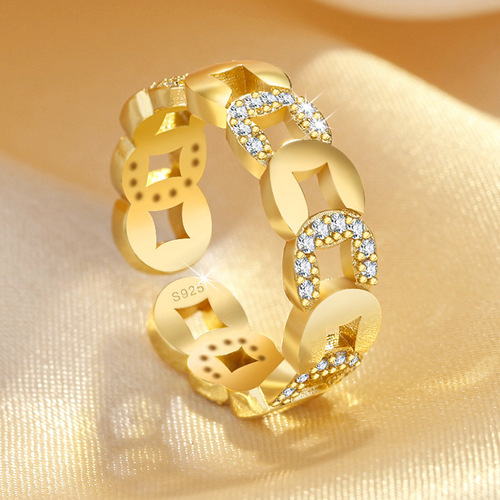 Copper coin ring, fashionable Chinese style micro-embellished hollow ring opening, adjustable opening, 2024 wealth fortune, ancient style ring
