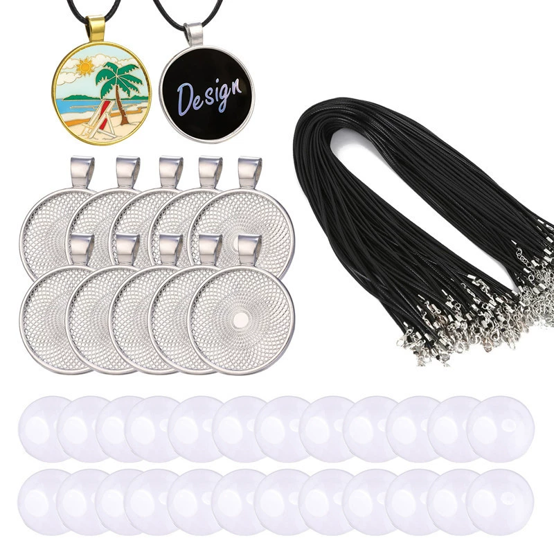 Metal set, necklace cord, accessory, accessories, 25/30mm, with gem