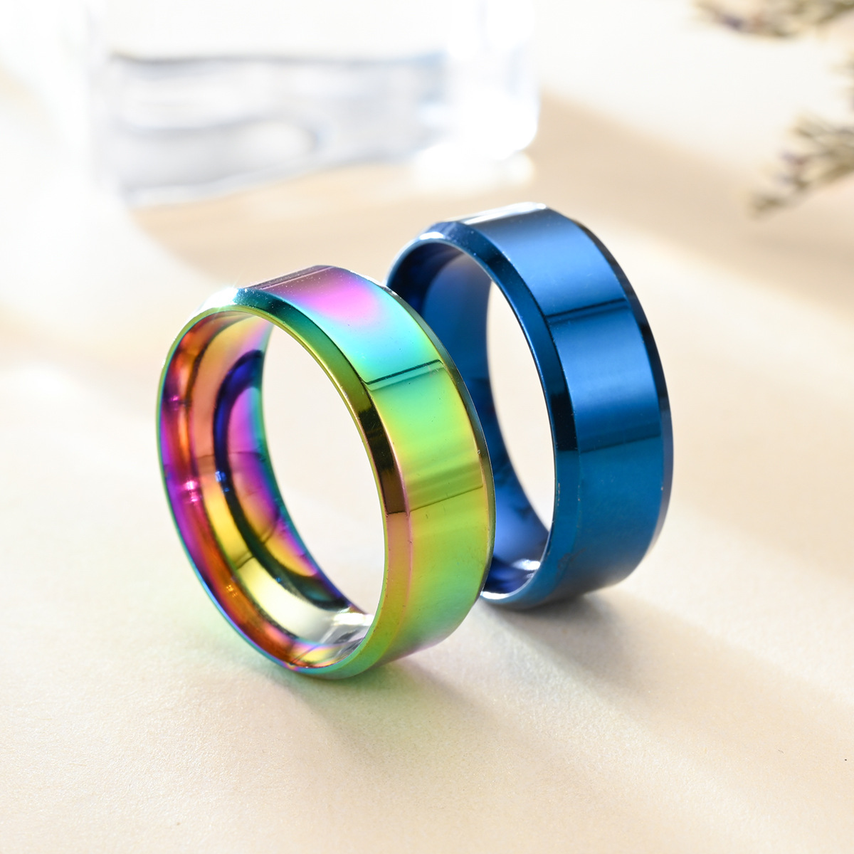 Fashion Solid Color Stainless Steel Rings Metal Stainless Steel Rings