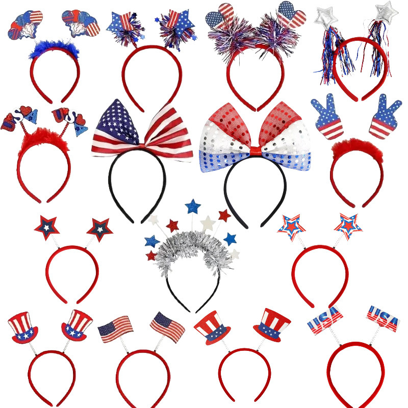 Factory Spot Wholesale Cross-Border American National Day Independence Day Headbands Independence Day Glasses Party Supplies