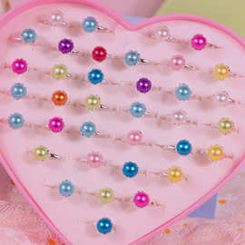 正宗儿童宝石小戒指公主可爱卡通七彩钻磨砂花朵孩女童首饰饰品礼