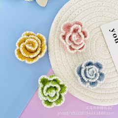 秋冬新作ニット毛糸泡芙バラ花ツバキ花編み花ブローチ靴帽子服飾アクセサリーアクセサリー