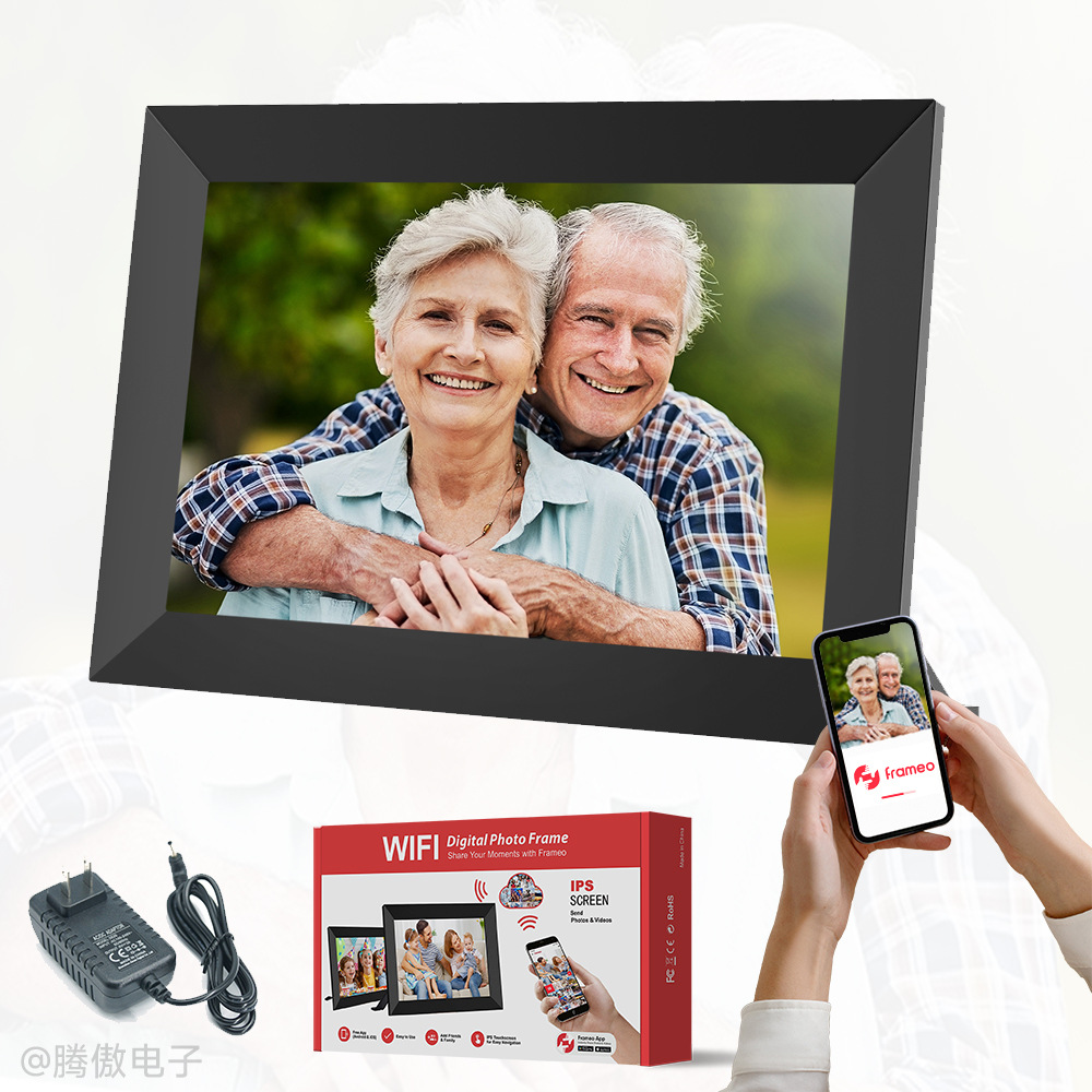 Suministro exclusivo transfronterizo de marcos de fotos inteligentes Frameo de 10.1/15.6 pulgadas, marcos de fotos digitales electrónicos con pantalla táctil y aplicación para transferencia de imágenes