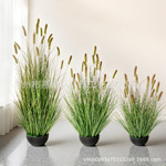 仿真盆栽带盆狗尾巴草绿色装饰绿植盆栽人造花卉盆栽龙须草假盆栽
