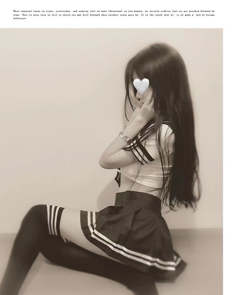 College-Style Roleplay Uniform Set with Navy Collar Miniskirt and Student Socks — detail image 6