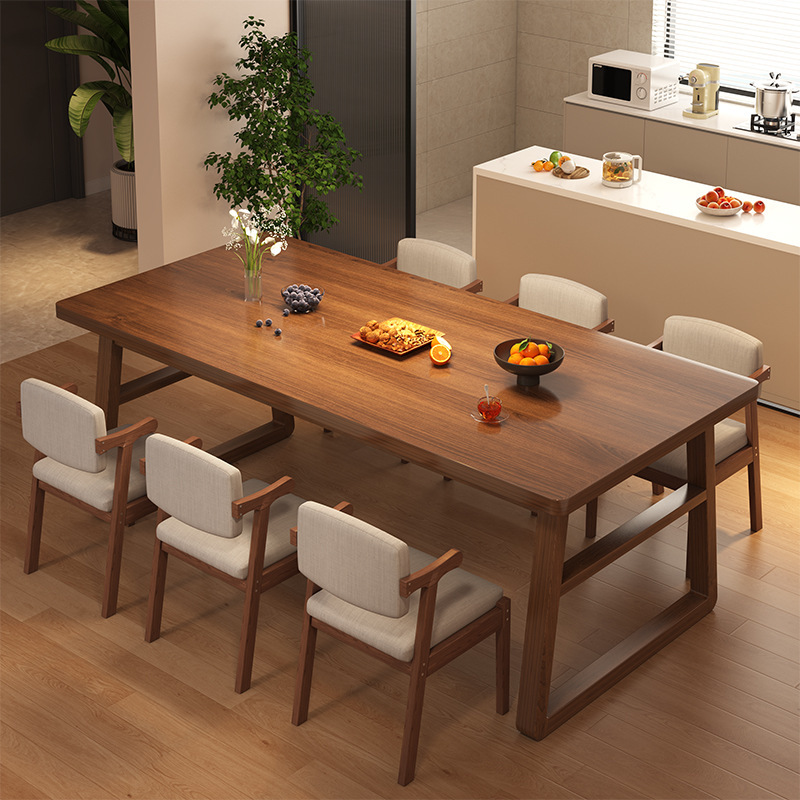 2024 New Style Dining Table Household Solid Wood Leg Dining Table Rectangular Dining Table Living Room Household Long Table Large Plate Table