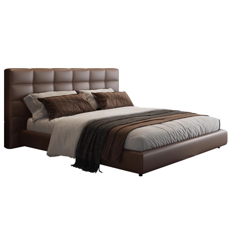 Cama de cuero italiana minimalista Lawrence, cama principal de alta gama, atmósfera moderna, simple y lujosa, cama de matrimonio doble. image 5