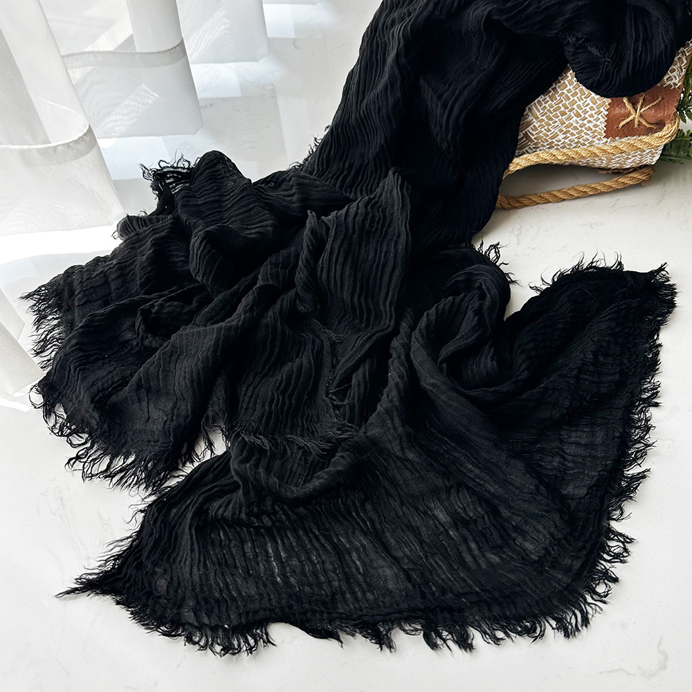 Bufanda de algodón de color para mujer, otoño e invierno, arte, chal teñido sucio, personalidad, arrugas naturales, bufanda de hombre, suministro de comercio exterior