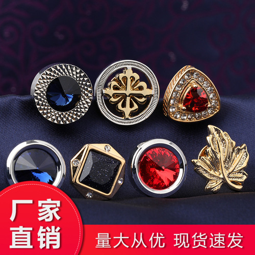 Gift Box Set Men's Fashion Crystal Pin Tie Pin Suit Badge Tie Clip Trendy Boutonniere