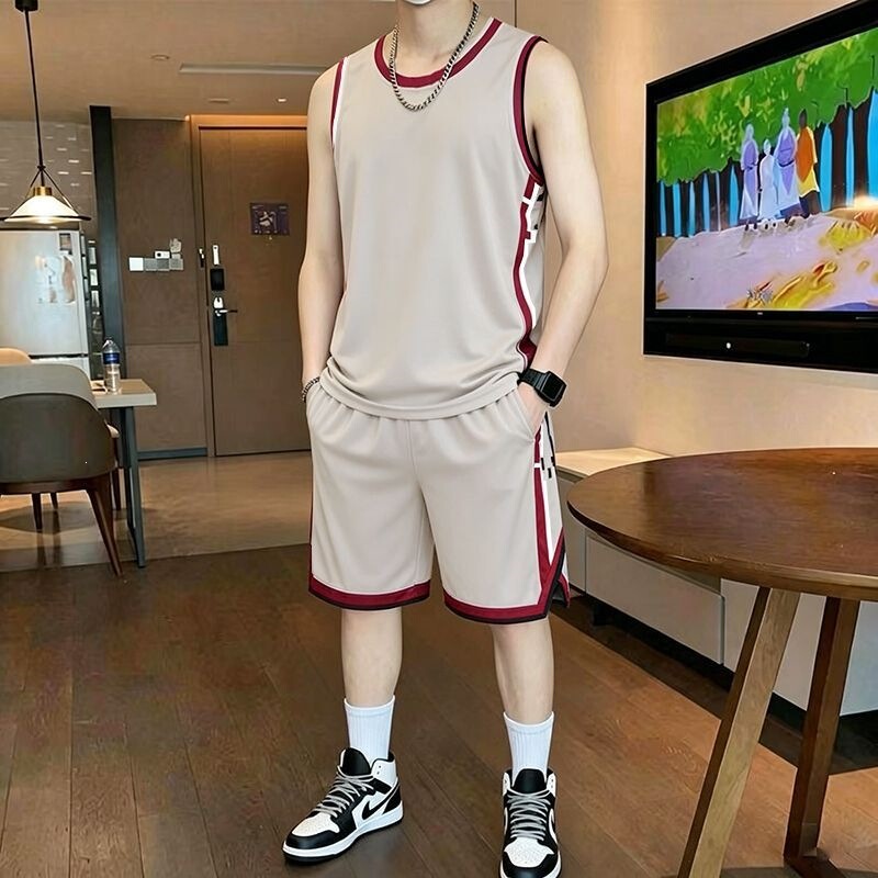 New Running Sports Suit for Men, Summer Loose-Fitting Large Size Casual Vest Shorts, Sleeveless Complete Set of Basketball Uniforms for Men New Running Sports Suit for Men, Summer Loose-Fitting Large Size Casual Vest Shorts, Sleeveless Complete Set of Basketball Uniforms for Men