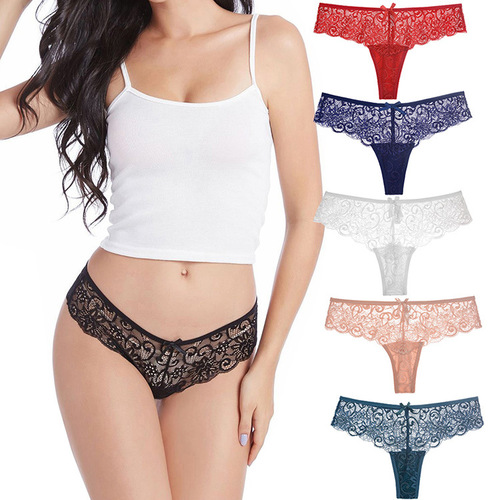 European and American women's sexy low-waist underwear lace hollow thong Amazon AliExpress Ebay ozon