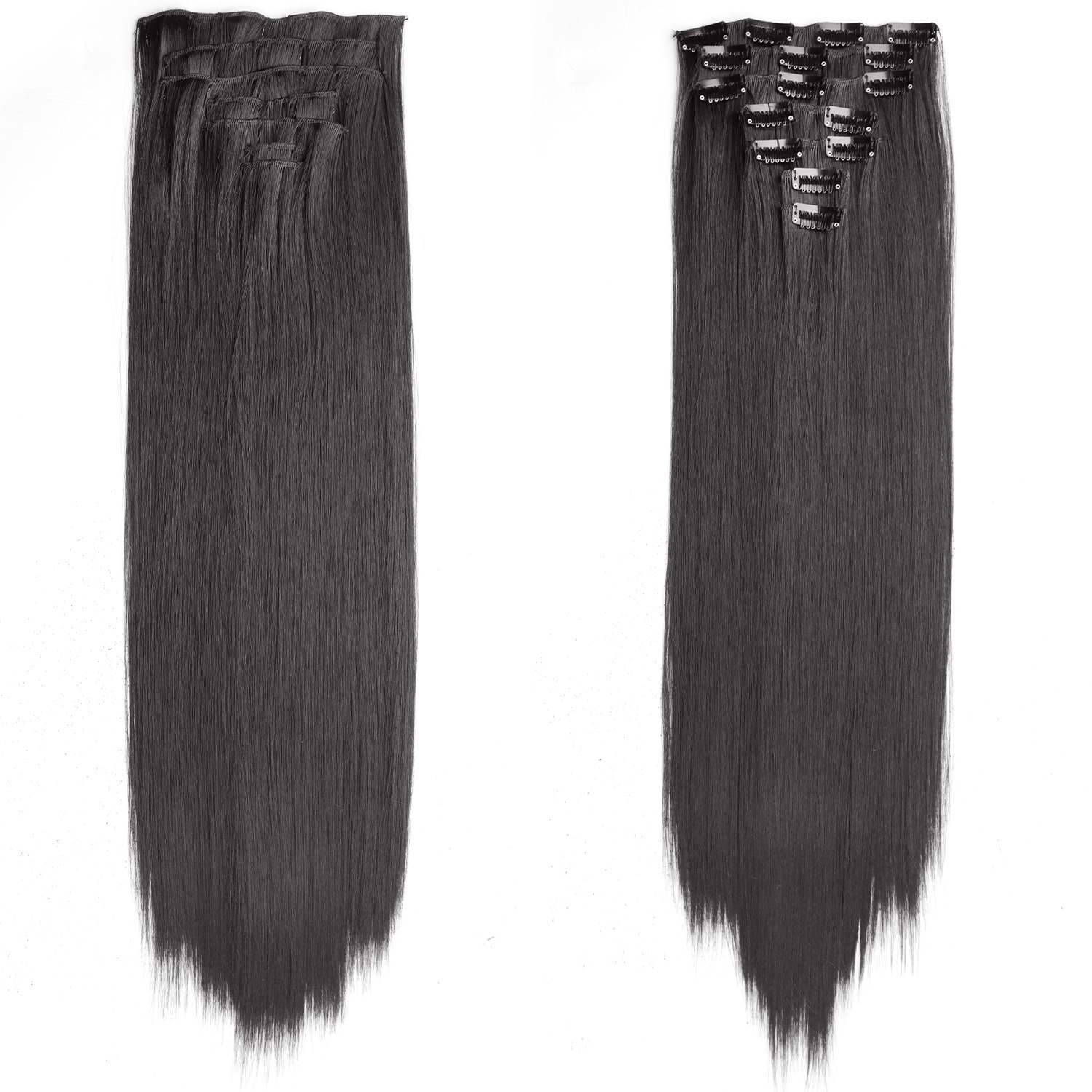 Peruca de mujer clip cabello recto 16 cabello largo cabello recto extensión fibra cabello largo recto