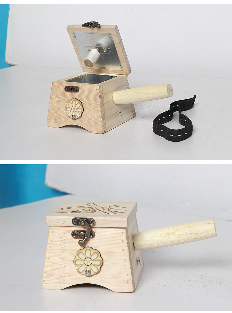 Wooden Moxibustion Box Single Hole Portable Ai Jiu 艾灸 Warm Therapy Device for Body and Abdomen 24x16x12 cm preparation