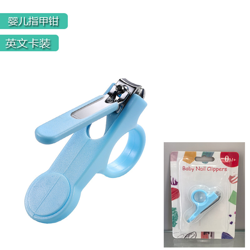Inglés tarjeta conjunto pulgar cubierta anti-caída bebé cortaúñas bebé seguridad cortaúñas anti-carne semicírculo pulsera tijeras