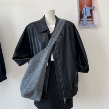 纯色羊毛呢大容量慵懒风通勤百搭单肩包包女秋冬韩系手提包托特包