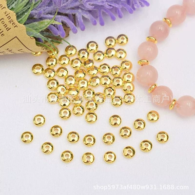 Color-Preserving 18K Gold-Covered Glossy Abacus Spacer 4mm 5mm Bracelet Spacer Beads Accessories Crystal DIY Bracelet Braided Rope Beads