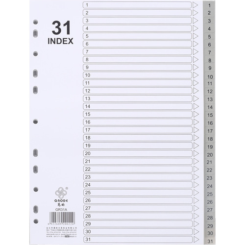 11-hole loose-leaf sorting paper monthly index paper 1-31 pages A4 plastic spacer paper PP quick labor clip paging paper wholesale