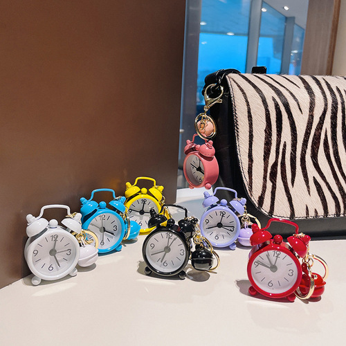 Creative function mini alarm clock keychain exquisite car pendant girls bag pendant claw machine small gift wholesale