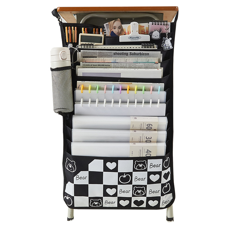 Bolsa de libros colgante de 11 capas artefacto de escritorio Aula de estudiantes de secundaria soporte de libro multifuncional mesa de escritorio de gran capacidad cinturón lateral