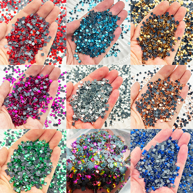 Diamante de cristal cuadrado de fondo plano DIY teléfono móvil manicura diamante plano accesorios de ropa diamante en caliente joyería diamante de imitación al por mayor