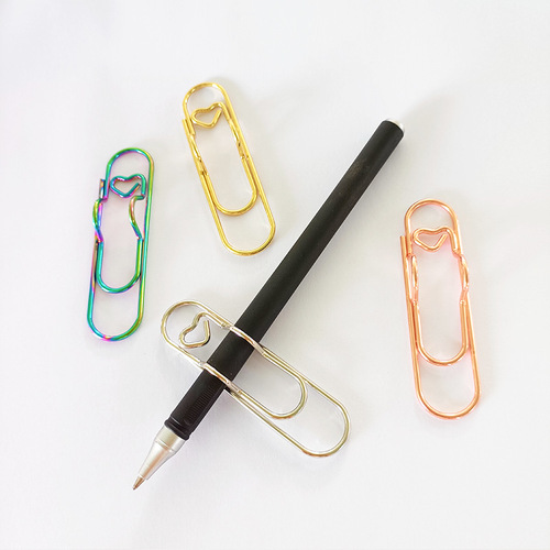New love pen clip metal pen accessories creative notebook accessories pen clip ballpoint pen clip portable pen buckle