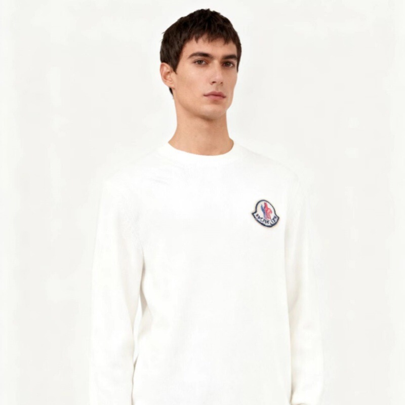 New Cross-Border Foreign Trade Authentic Version m Brand Moncler Classic Versatile Badge Long-Sleeve Base T-Shirt Unisex Casual Style