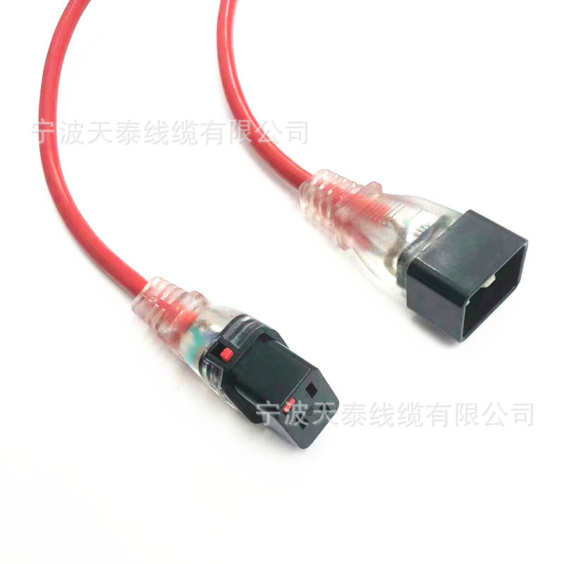 供应三芯16A自锁C19电源线15AC20插头线欧标延长线美规IEC转接线