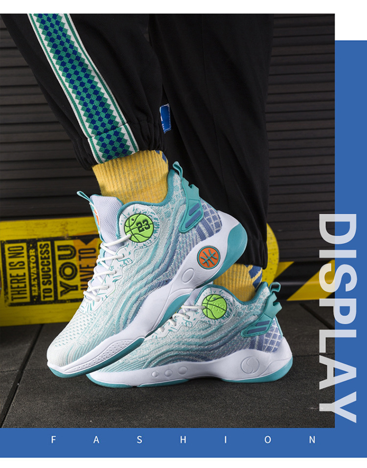 Nowe buty męskie cross border z wysoką cholewką z siateczki, oddychające, praktyczne buty do koszykówki, młodzieżowe, męskie, antypoślizgowe, odporne na zużycie, buty sportowe na świeżym powietrzu_voghion.com
