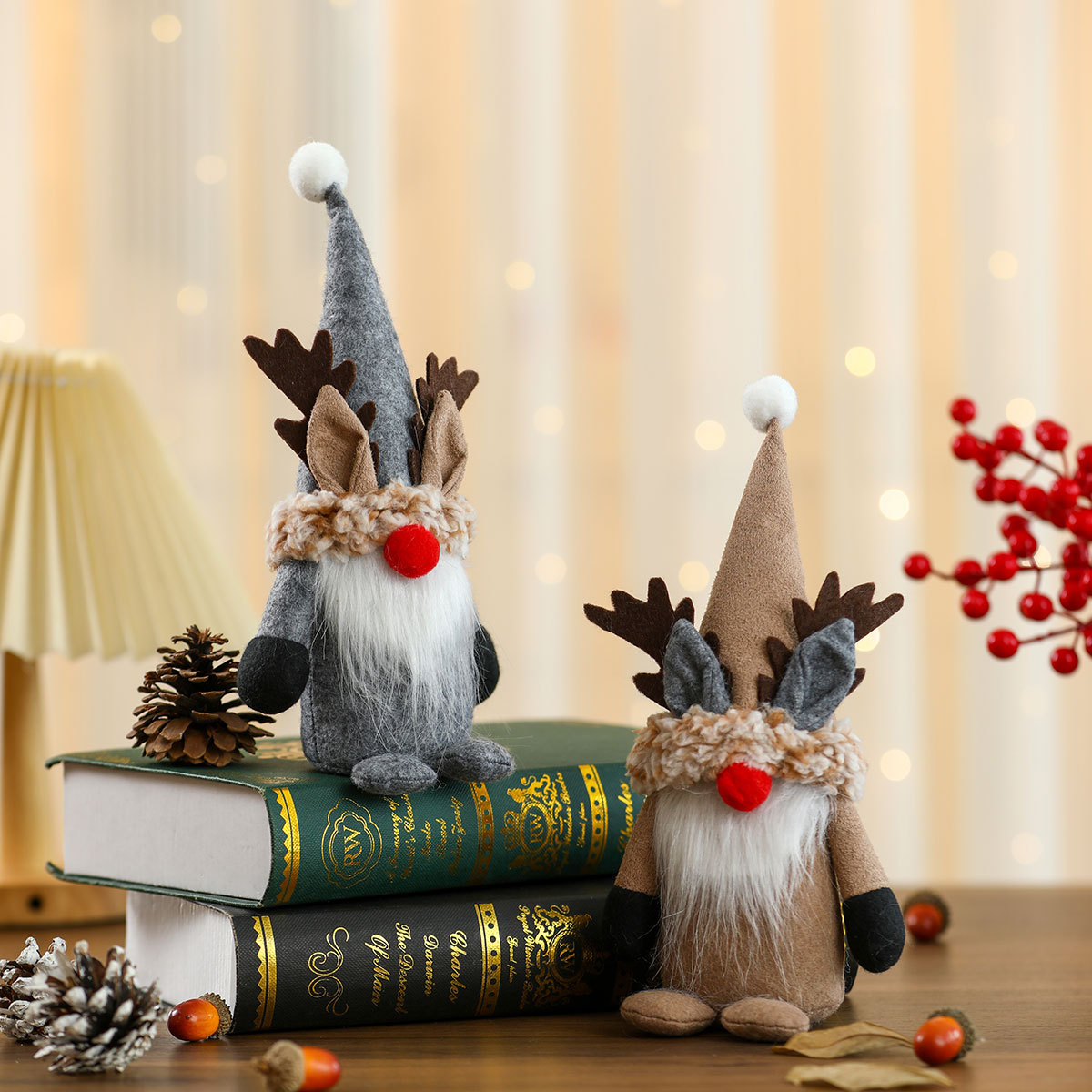 Muñecas de Navidad de corno de ciervo muñecas de Navidad pequeños regalos sin cara Rudolph muñecas de pie