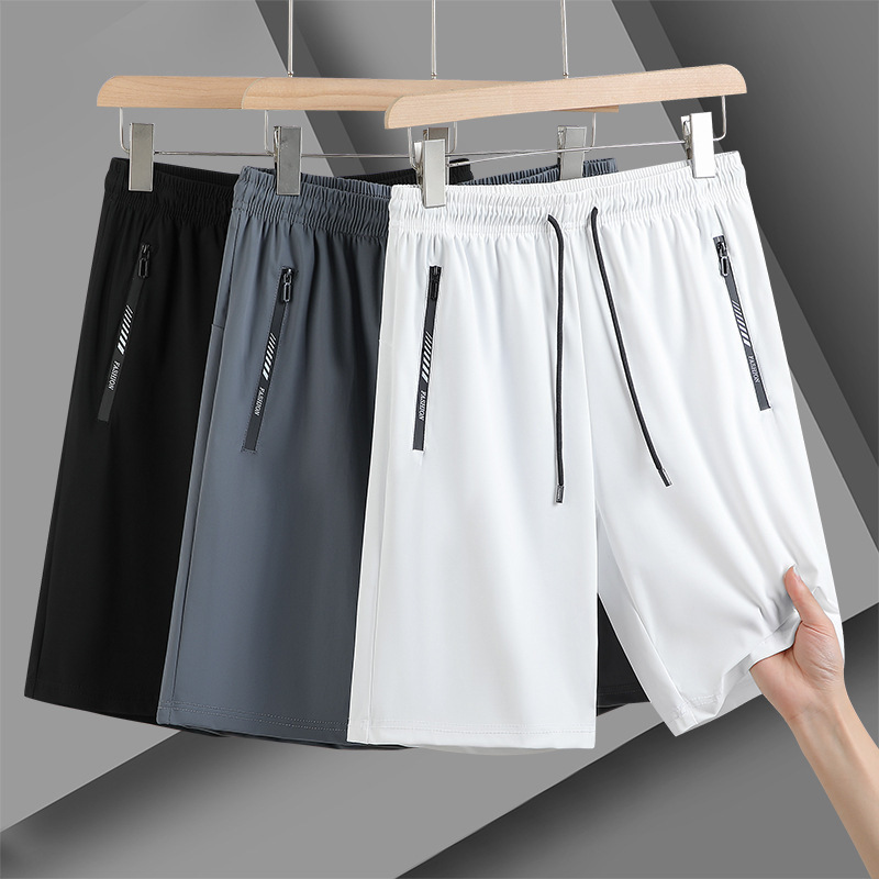 Men's Summer Thin Ice Silk Pants, Casual Shorts, Large Size, Loose Fit, Sports, Plus Size, Extra Large, Five-Point Pants for Outdoor Wear