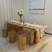 实木餐桌椅简约吃饭桌子长方形展示桌原木日式饭桌客厅办公泡茶桌