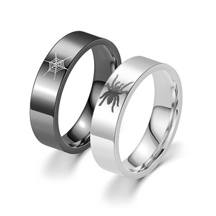 European and American Cross-Border Popular Fashion Design Titanium Steel Couple Rings Ins Spider Web Men's and Women's Rings Popular Hand Jewelry