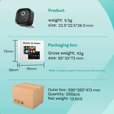 Cross-Border Wireless Carplay Module Wireless Adapter 2in1 Android Autocarplay Car Connectivity Box (Simsiz CarPlay və Android Auto) - ca525m