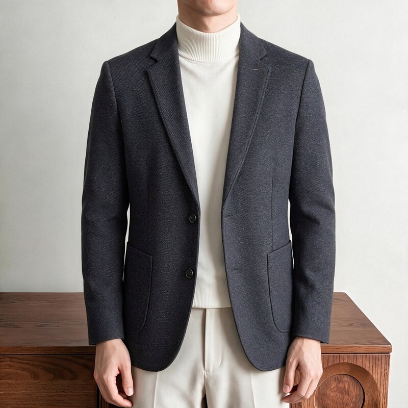 Gentleman's versatile men's woolen suit 2026 autumn and winter new style middle-aged business casual solid color single-piece coat Gentleman's versatile men's woolen suit 2026 autumn and winter new style middle-aged business casual solid color single-piece coat