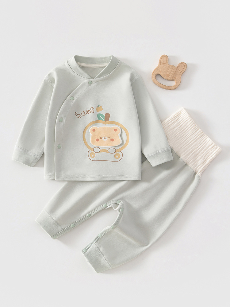 Baby Diagonal Snap-Button High-Waist Set for Spring and Autumn, New Children's Set, Cute and Versatile Seamless Underwear Set
