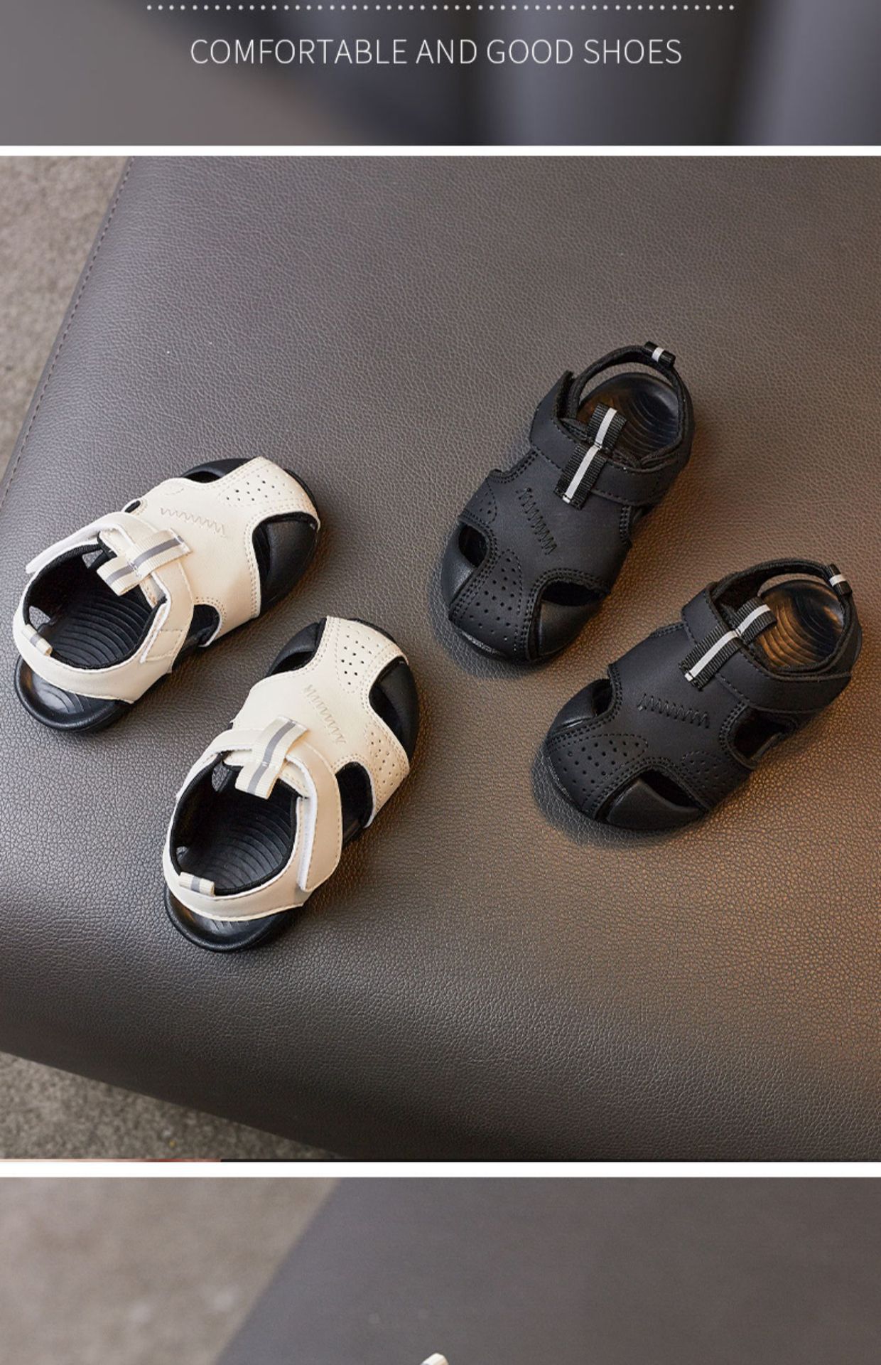 Breathable Closed Toe Kids Sandals Lightweight Non Slip Walking Shoes_voghion.com