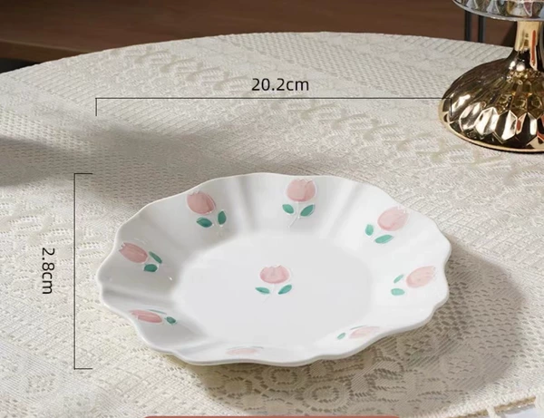 [手绘浮雕郁金香-花边盘（80个/箱）]