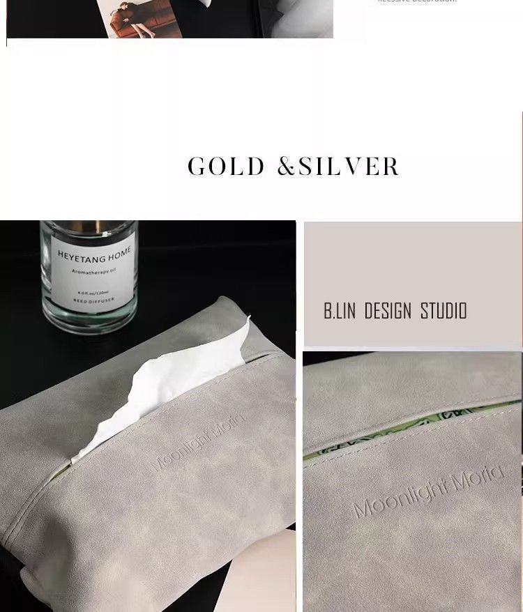 Luxury car tissue box, leather creative car tissue holder, high-end tissue box for car armrest box and seat back, suitable for living room