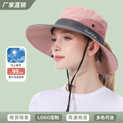 夏の屋外漁師帽の女性の日除け帽の大きなつばの顔の日よけの帽子の日焼け止めのポニーテールの帽子の登山帽のビーチ帽
