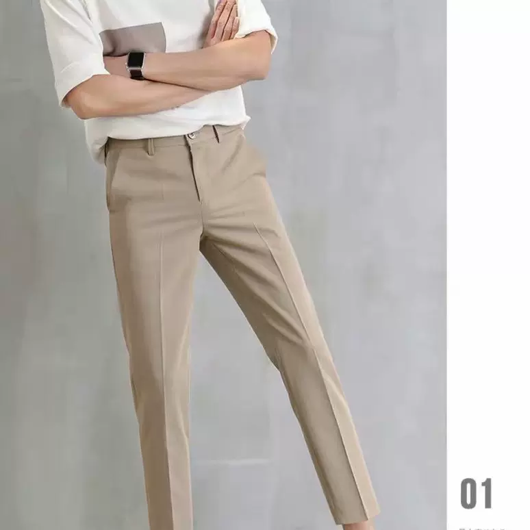 源头厂家黑色小西裤男九分裤直筒修身西装裤小脚休闲韩版潮流坠感