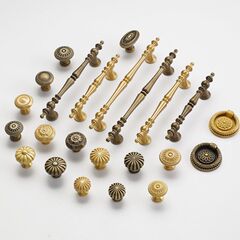 美式黄铜柜门拉手仿古家具橱柜金色轻奢法式衣柜门把手抽屉门拉手